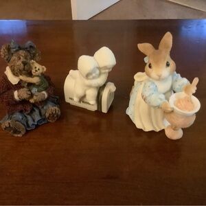 Boyds Bears Momma McBruin and Luke Figurine and a Blushing Bunnie Figurine